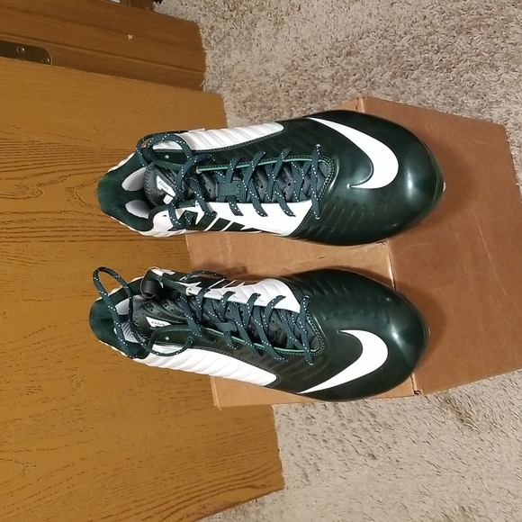 NIKE SIZE 16 GREEN WHITE VAPOR SPEED REPLACEABLE FOOTBALL CLEATS COMES WITH TOOL - Picture 3 of 12
